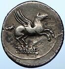 Roman Republic 90BC PRIAPUS Fertility God PEGASUS Ancient Silver Coin i108364
