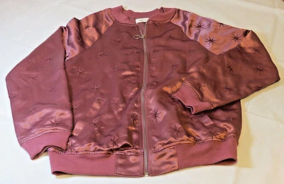 Honey Punch Womens Juniors Jacket S small satin Stars bomber wine pinkish purp*^ - Image 1 of 4