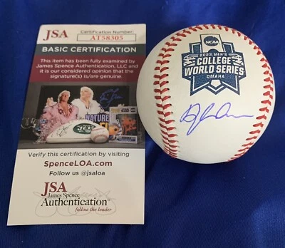 Dylan Crews Signed 2023 College World Series Baseball LSU Tigers Auto JSA Rare - Image 1 of 4