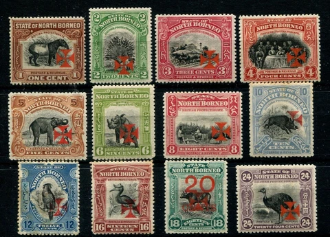 NORTH BORNEO 1916 RED CROSS IN ( VERMILION) SG189/200 HINGED MINT Cover
