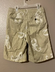 GAP KIDS Boys Khaki Tan Cream White Scorpion Shorts Size 14 Adjustable Waist - Picture 1 of 3