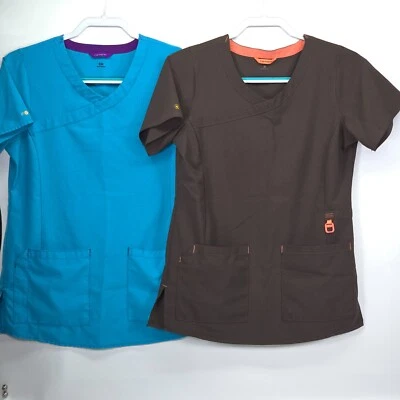 TWO Carhartt Force Cross Flex Scrub Top Womens Small Professional Wear to Work - Image 1 of 4