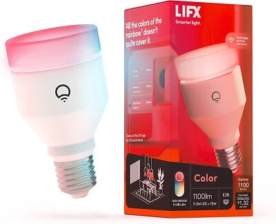 LIFX color, A19 1100 lumens, Wi-Fi Smart LED Light Bulb, Billions of colors - Image 1 of 4