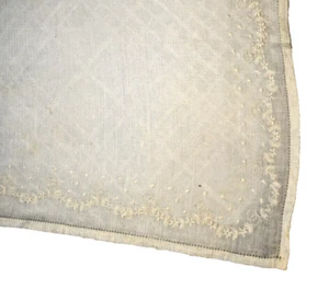 ATQ Ladies Hanky Handkerchief Ivory 13" Square Embroidered Border Fine Cotton - Picture 1 of 4