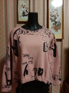 Damen Sweatshirt, Gr. L, Altrosa/Schwarz - Bild 1 von 4