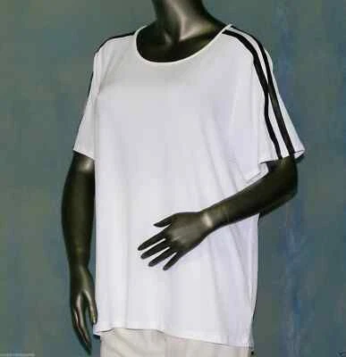 Jones NY Collection Size 2XL White Jersey-Knit T-Shirt w/Leather Accent RP $64 - Image 1 of 4