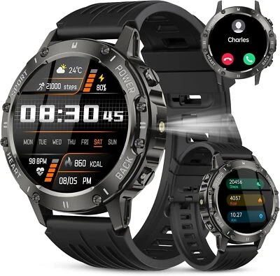 Military Smart Watch for Men (Call Receive/Dial) Rugged Tactical Fitness Tracker - Image 1 of 4
