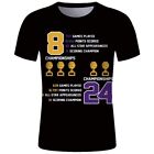 Ko_Be Men's T-Shirt R.I.D Retired Number 8 No. 24 Basketball T-Shirt Black L