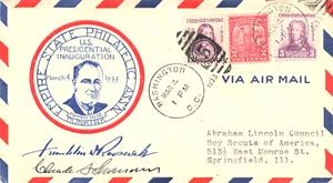 Franklyn D. Roosevelt Amtseinführung des Präsidenten Claude August Sekretär Postkarte - Bild 1 von 2