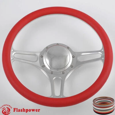 14" Billet Steering Wheels Half Wrap Ford Fairlane Galaxie LTD Ranch w/ Horn - Image 1 of 4