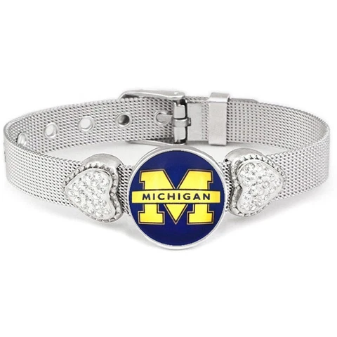 Michigan Wolverines Womens Adjust Silver Bracelet Jewelry Gift D26 Cover