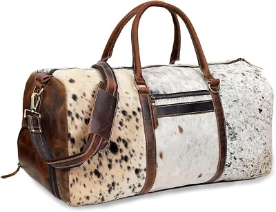 Large Cowhide Leather Duffle Bag Travel Gym Weekender Unisex Overnight Luggage - Image 1 of 4
