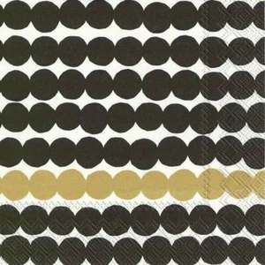 Marimekko RÄSYMATTO black gold paper lunch napkins 3 ply 33cm sq - Picture 1 of 1