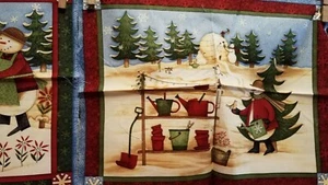 COTTON PILLOW PANEL - COUNTRY CHRISTMAS SNOWMEN PILLOWS - CUT AND READY TO STUFF - Picture 1 of 2