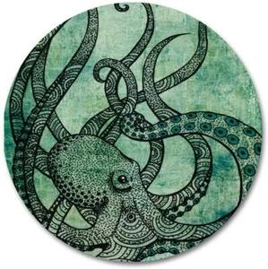 Genial alfombrilla de ratón para juegos redonda antideslizante de goma impresa en color pulpo - Imagen 1 de 4