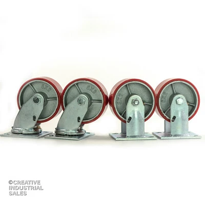 CREATIVE INDUSTRIAL SALES 5" x2" Swivel Casters Polyurethane Wheel Steel (2) Rigid (2) 1000lbs ea Tool Box