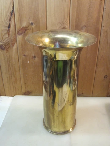 Large 19" Solid Heavy Polished Brass Trench Art Umbrella Stand B6714 Cover