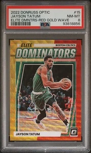 2022-23 Donruss Optic Jayson Tatum /99 Elite Dominators PSA 8  #15 Red Gold Wave - Picture 1 of 2