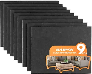 Furniture Felt Pads 9 Pieces 8" X 6" Self Adhesive Cuttable Black - Picture 1 of 12