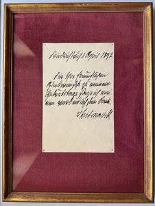 Fürst Otto von Bismarck - Faksimile Brief 1892 - Hochwertig gerahmt - Bild 1 von 4