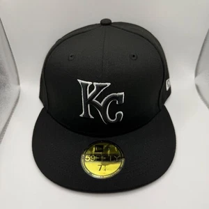 New Era 59Fifty Kansas City Royals Black Color Pack Fitted Hat Size 7 1/4 New - Picture 1 of 4