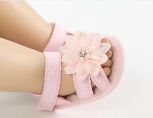 Soft Sole Sweet Princess Baby Girls Pearl Crib Shoe Infant Floral Summer Sandals