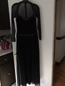 Tadashi Kleid Medium schwarz mit transparenten Ärmeln & Strasssteinen. Gefüttert - Bild 1 von 3