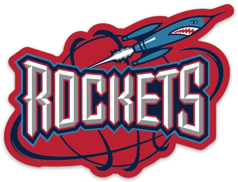 Houston Rockets Flying Rocket around Ball Planet & Name Logo type Die-cut MAGNET Cover