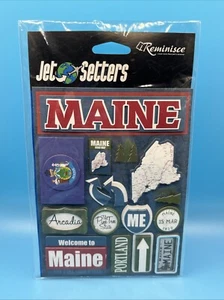 Jet Setters by Reminisce 3D Dimensional Scrapbook Stickers MAINE New Pack - Picture 1 of 2