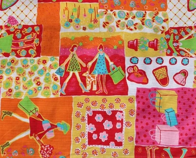 Vintage 1970er kräftiger Flower Power bunter Stoff großer Rest 36,5" x 116" - Bild 1 von 4