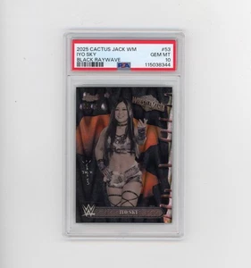 2025 Topps Chrome Cactus Jack Wrestlemania Iyo Sky Black Raywave #d 08/10 PSA 10 - Picture 1 of 2