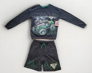 boys monster jam short set size XXL 18 2 peice short and sweatshirt black - Picture 1 of 2
