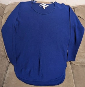 Max Studio Tunic Sweater Womens M Blue Merino Wool Round Neck 034 - Picture 1 of 5