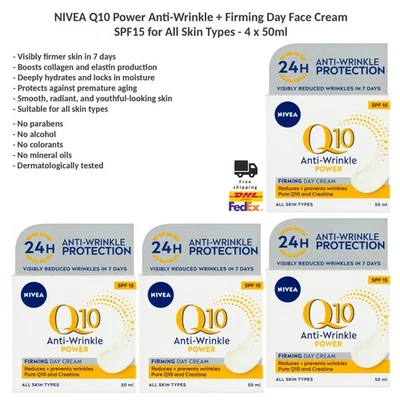 Crema facial reafirmante antiarrugas NIVEA Q10 Power FPS15 para todo tipo de piel x4 Foto 1 de 4