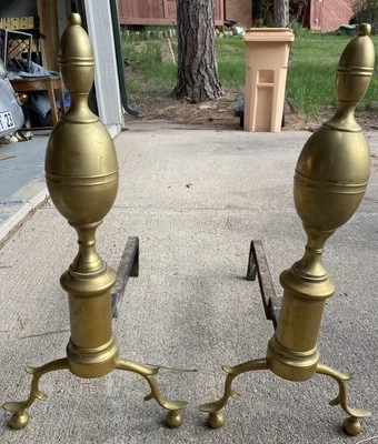 Harvin (VM) Williamsburg Lareira de Latão Andirons Rara!! Excelente estado! - Imagem 1 de 4