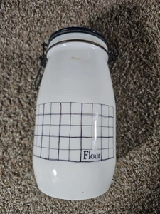 Bote de harina de cristalería Wheaton de colección con cierre de cierre de alambre - Imagen 1 de 7