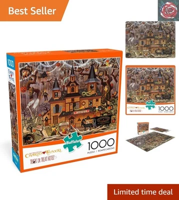 Relaxing Halloween Puzzle: 1000-Piece Trick or Treat Hotel by Wysocki - Image 1 of 4