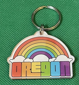 Oregon Acrylic Rainbow Clouds Souvenir KeyChain KeyRing KeyHolder - Picture 1 of 3