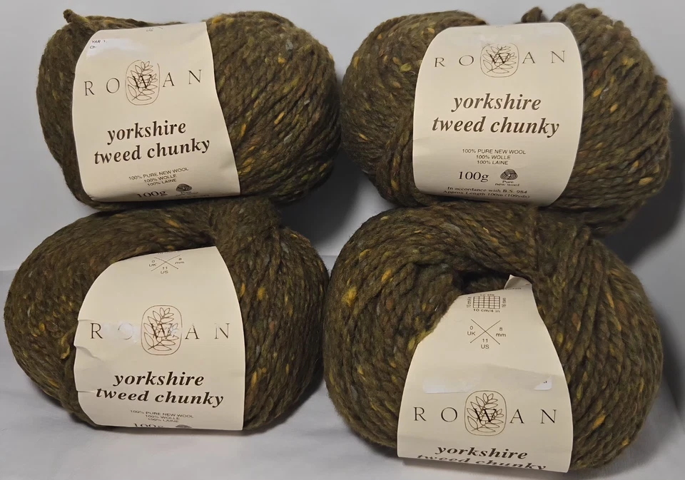 Lote de 4x DE COLECCIÓN Rowan Yorkshire Tweed Grueso 557 Verde Aceite de Oliva 100% Lana 100g Foto 1 de 4