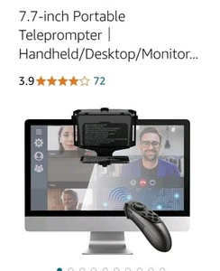 Geimrsy 7.7 Inch Portable Teleprompter With Handheld Remote, Desktop And Monitor - Picture 1 of 8