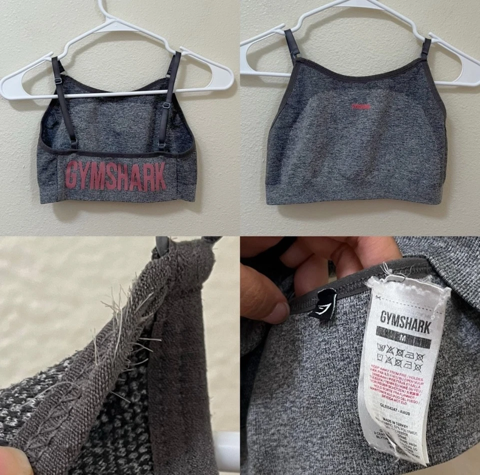 •GYMSHARK• Sujetador deportivo flexible con tiras gris rosa soporte bajo talla mediana Foto 1 de 1