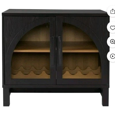 BHG Juliet Arch Wood Arched Glass Door Wine Display Cabinet Kitchen Console - Image 1 of 2