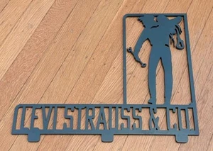 VinTagE LEVI STRAUSS CUSTOM CRAFT METALLSCHILD COWBOY WESTERN ART STORE DISPLAY - Bild 1 von 6