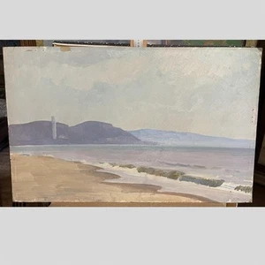 Antigua pintura al óleo a mano/Big Bay Hills. Crimea Mar Negro Costa/URSS Realismo FIRMADO - Imagen 1 de 3
