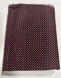 Vintage 80s Cotton 6+ Yards Fabric Small Print Red Flower Black Background - Picture 1 of 3