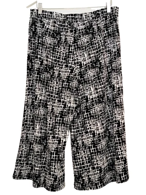 STRETCHY NY Collection Black and White Cropped Wide Leg Flowy Pants Size Large - Image 1 of 3