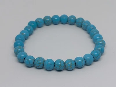 Naturstein Perlen Armband Blauer Howlith 8mm Schmuckstein/Halbedelstein Perlen  - Bild 1 von 4