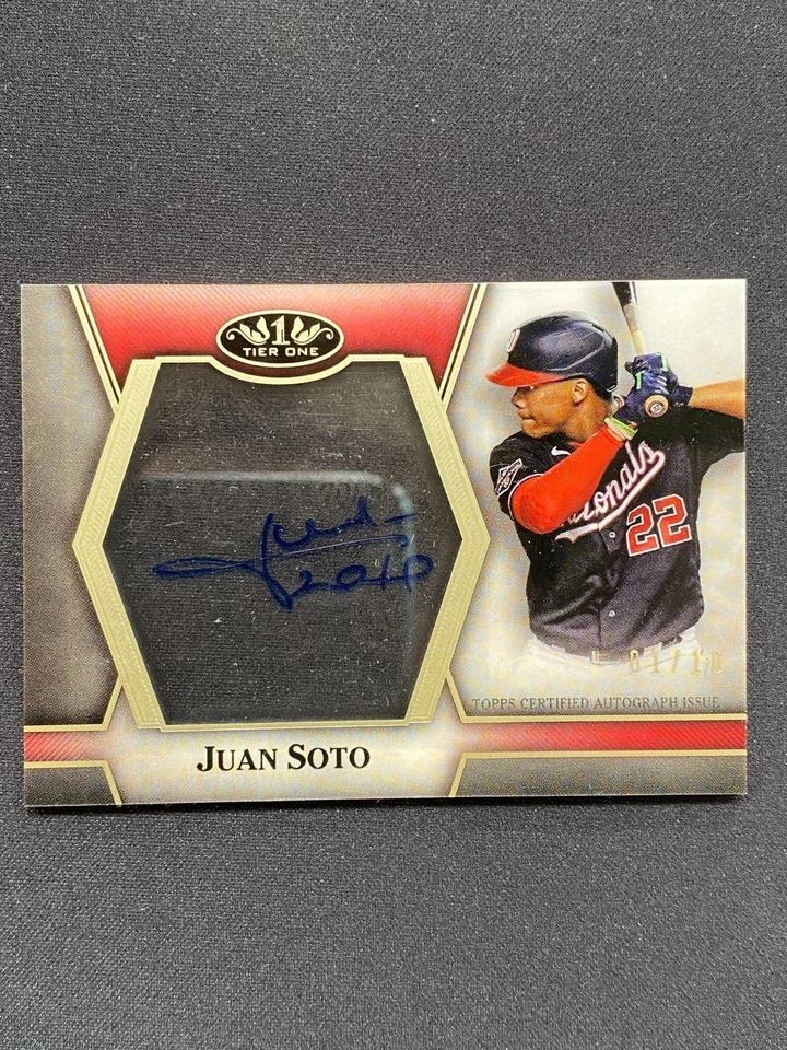 2021 Topps Tier One Juan Soto Clear One Auto /10 Signed Nationals C1A-JSO - Image 1 of 4