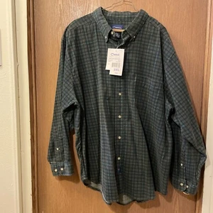 NWT Catalina Mens Plaid Corduroy Shirt Long Sleeve Green 2XL Big Man Button Gift - Picture 1 of 19