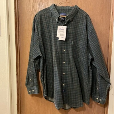 NUEVO CON ETIQUETAS Camisa Catalina Para Hombres Pana a Cuadros Manga Larga Verde 2XL Hombre Grande Botón Regalo Foto 1 de 4